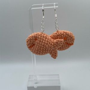 Handmade Crochet Goldfish Earrings